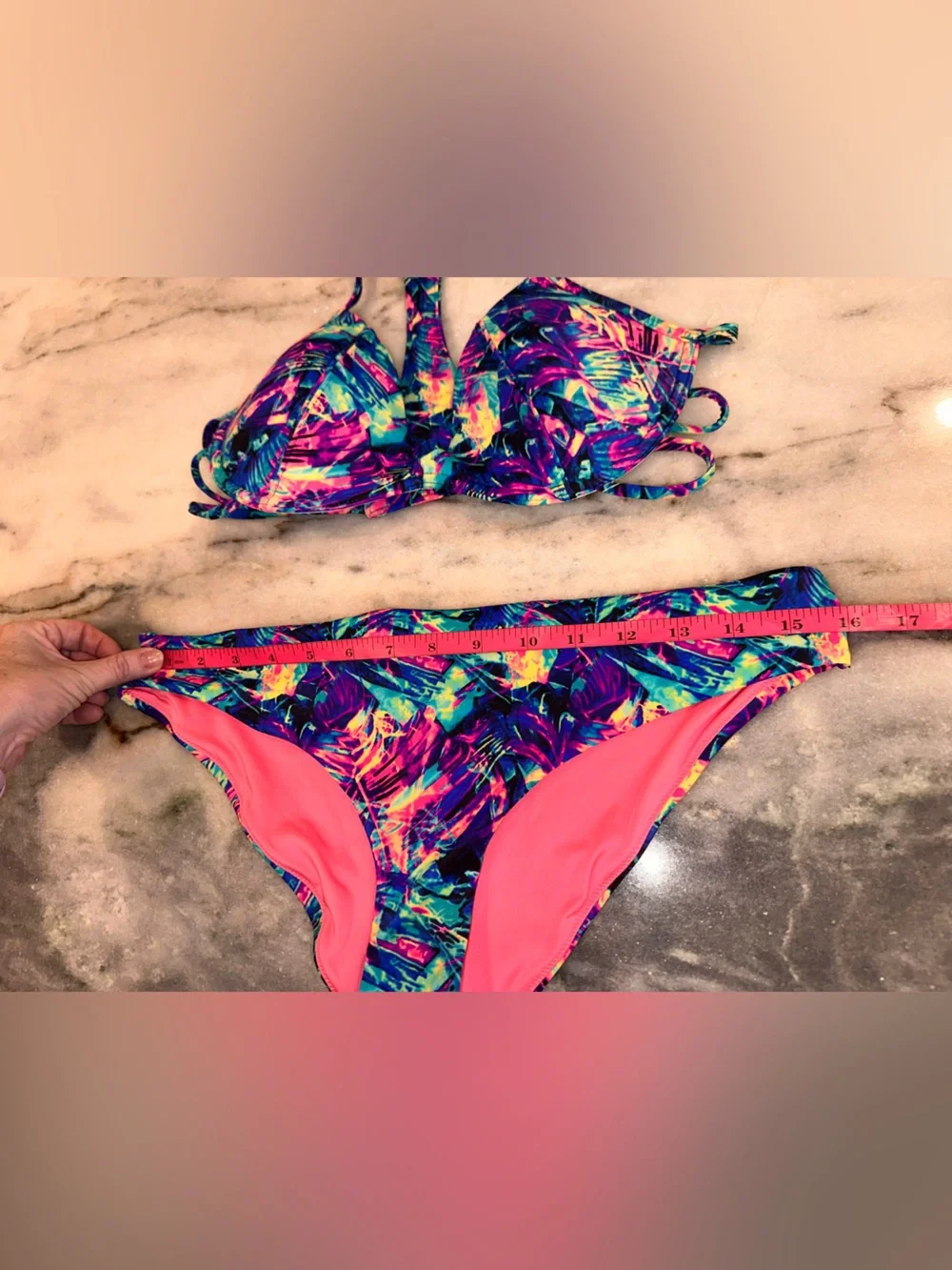 Pink by‎ Victorias Secret Size M/L Women's Multi-Color Strappy Bikini Set